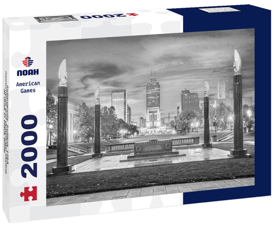 Noah Jigsaw Puzzle Indianapolis, Indiana, USA monuments and downtown skyline at dusk in black white 2000 pieces