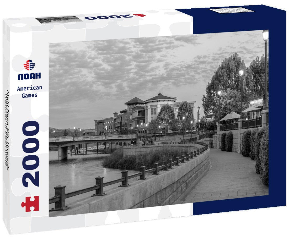 Night Napa City Riverside Walkway 2000pc PuzzleBlack and White