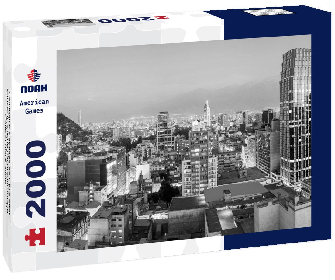 Downtown Santiago de Chile after sunset in a wide , Chile 2000pc PuzzleBlack and White
