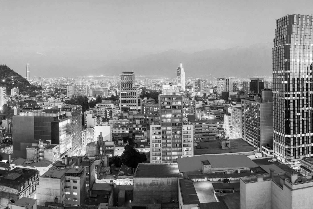 Downtown Santiago de Chile after sunset in a wide , Chile 2000pc PuzzleBlack and White