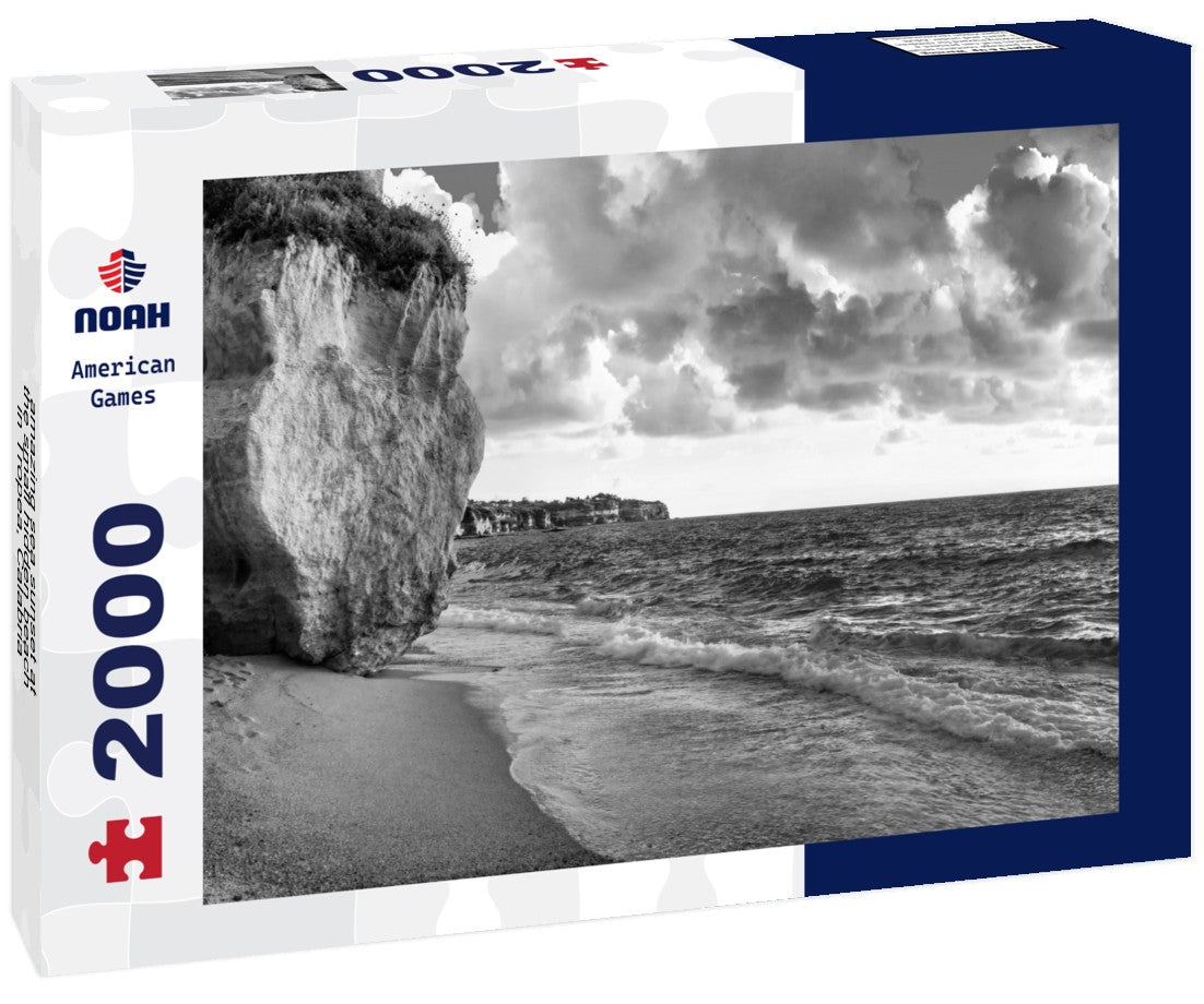 amazing sea sunset at the small hidden beach in Tropea, Calabria, Italy 2000pc PuzzleBlack and White