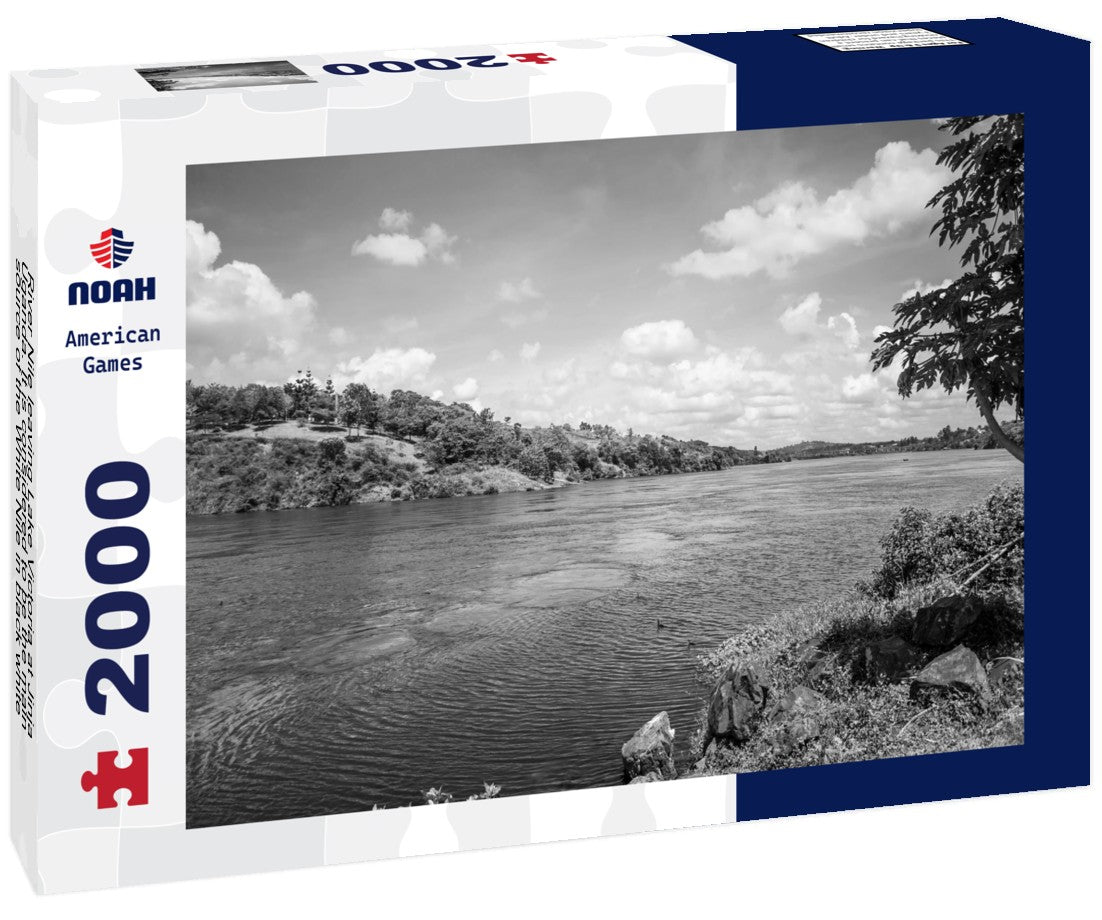 Noah Jigsaw Puzzle River Nile leaving Lake Victoria at Jinja, Uganda. It is considered to be the main source of the White Nile in black white 2000 pieces