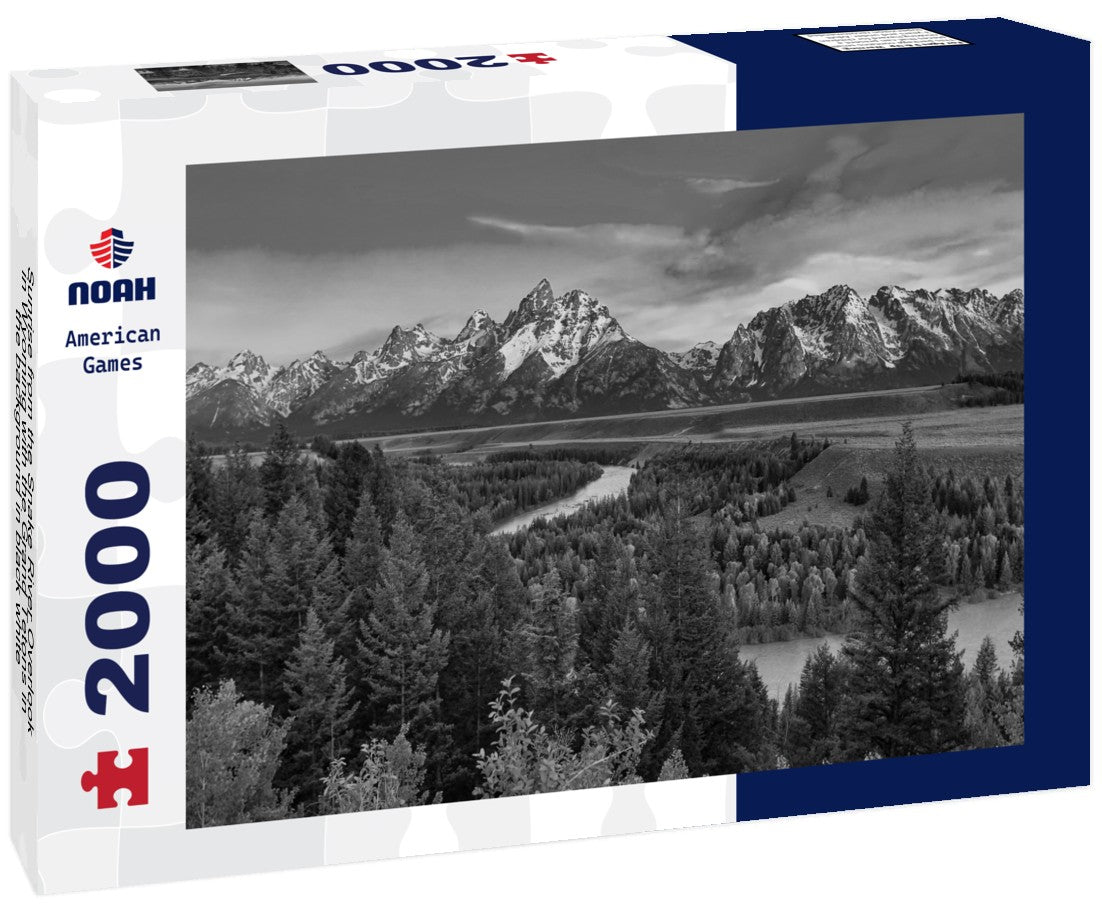 Sunrise from the Snake River Overlook in Wyoming with the Grand Tetons in the background 2000pc PuzzleBlack and White