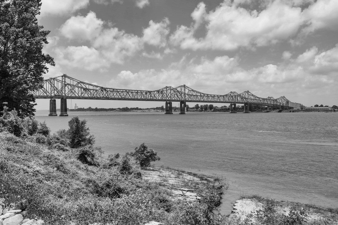 Mississippi River Bridge from Natchez Mississippi to Vidalia Louisiana 2000pc PuzzleBlack and White