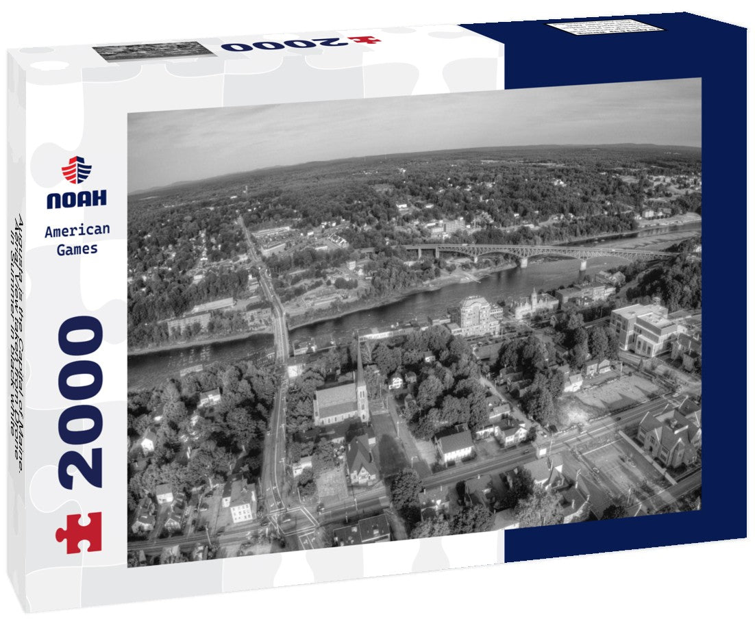 Augusta is the Capital of Maine. Aerial View taken from Drone in Summer 2000pc PuzzleBlack and White