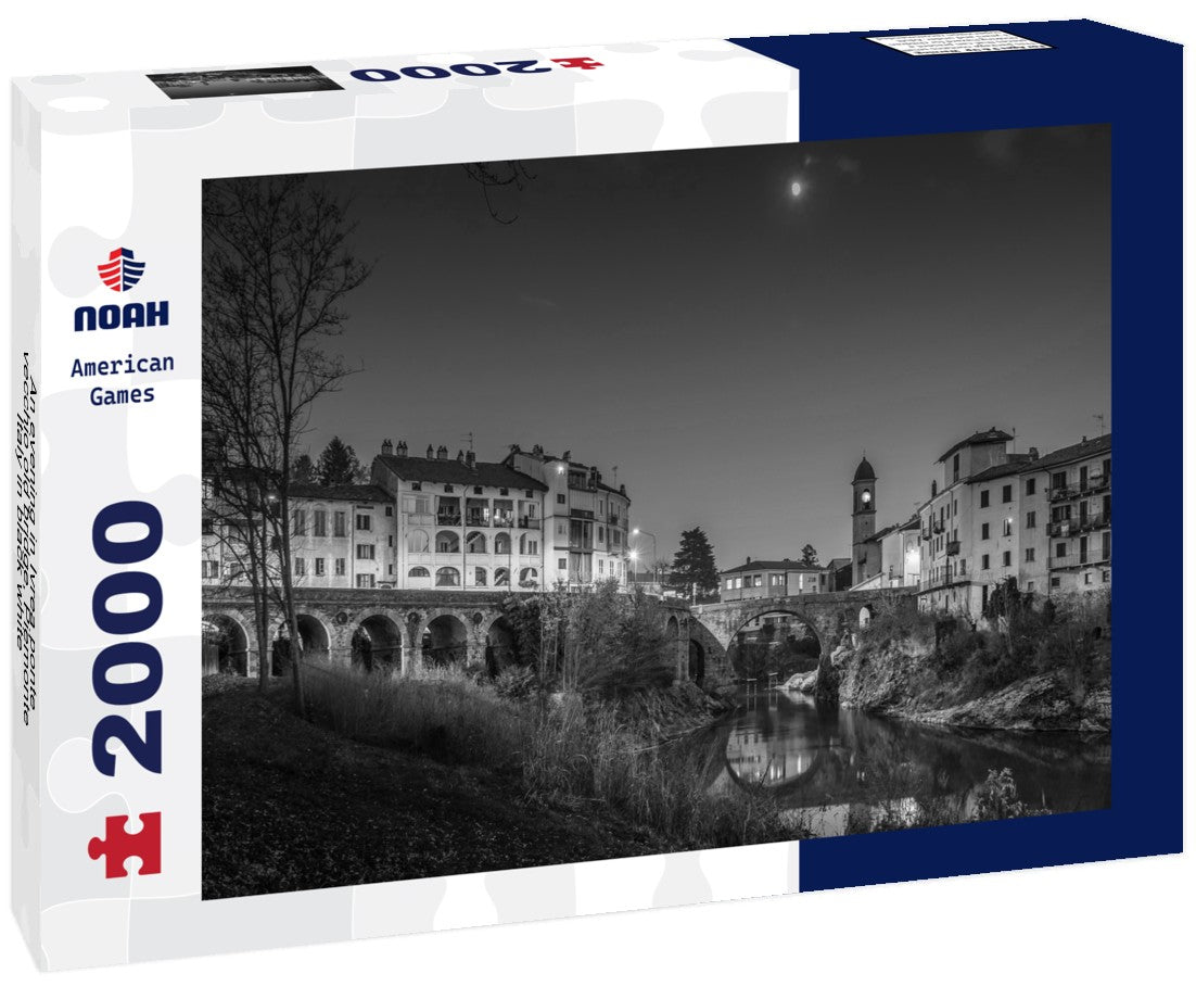 An evening in Ivrea ponte vecchio old bridge, Piemonte, Italy 2000pc PuzzleBlack and White