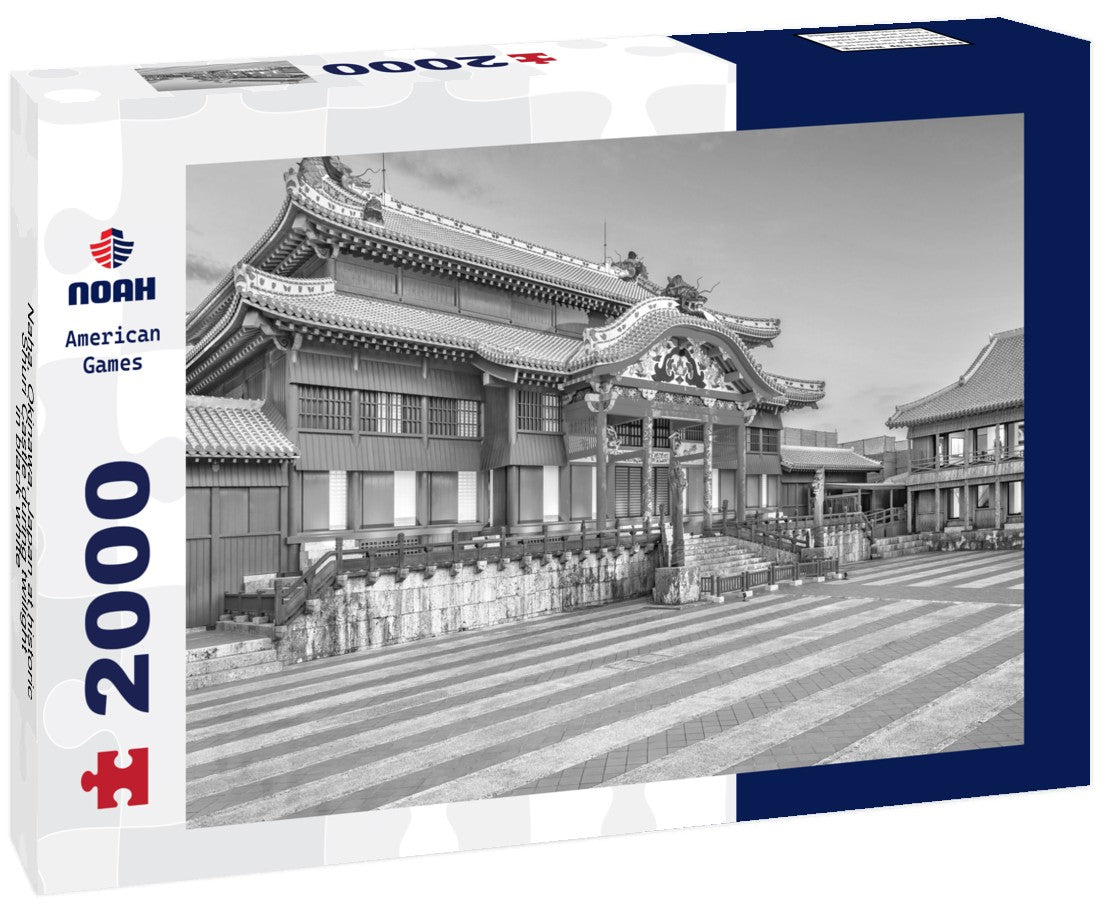 Naha, Okinawa, Japan at historic Shuri Castle during twilight 2000pc PuzzleBlack and White
