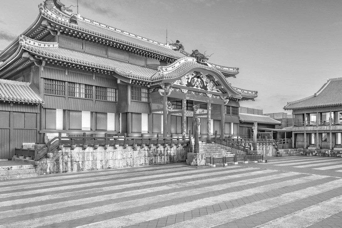 Naha, Okinawa, Japan at historic Shuri Castle during twilight 2000pc PuzzleBlack and White