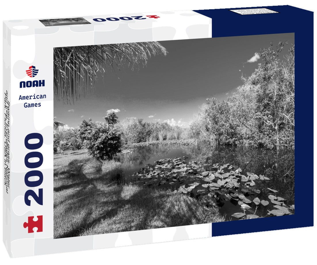 Noah Jigsaw Puzzle Swamp and grass. Water and tree. Everglades National Park. Florida. USA in black white 2000 pieces