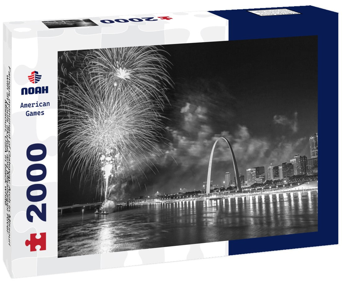 Famous monument of Gateway Arch in Missouri with St Louis Skyline and Mississippi River, Missouri, USA 2000pc PuzzleBlack and White