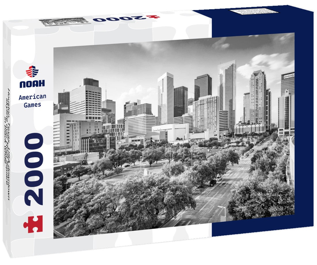 Houston, Texas, USA downtown skyline over Root Square 2000pc PuzzleBlack and White