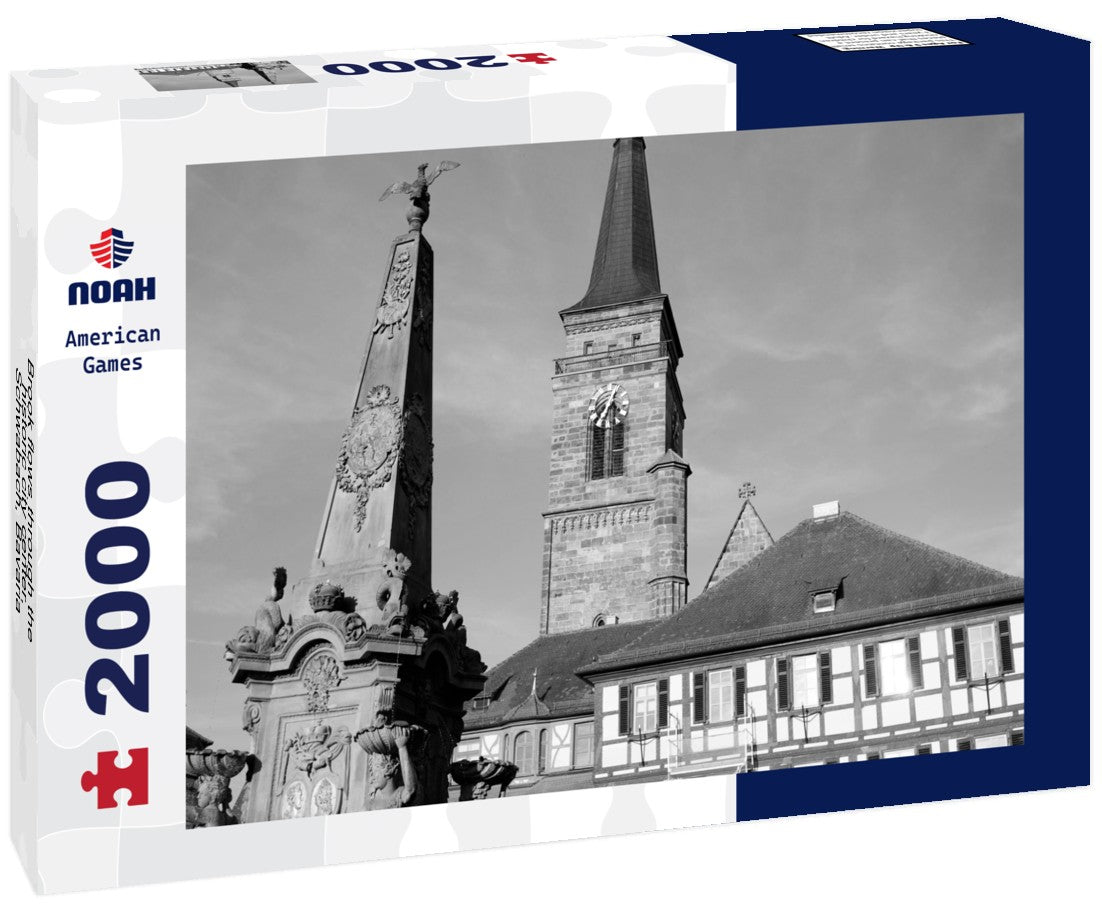 Brook flows through the historic city center. Schwabach, Bavaria, Germany 2000pc PuzzleBlack and White