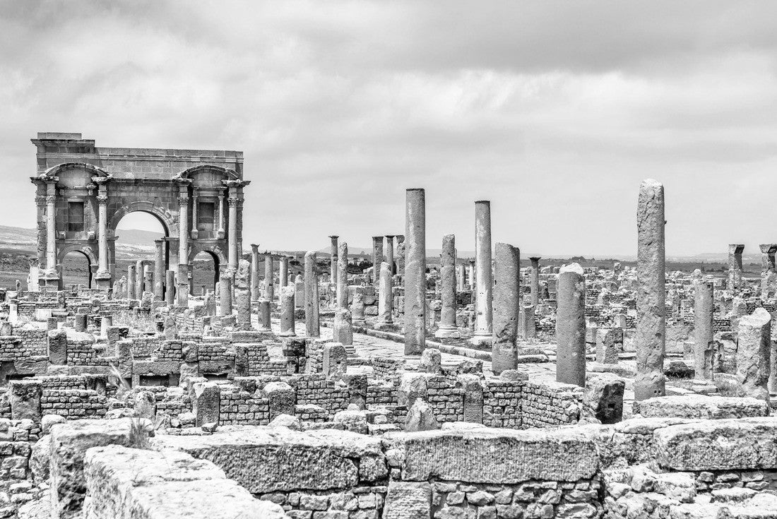 Noah Jigsaw Puzzle Timgad, ruins of a Roman-Berber city, UNESCO heritage in Algeria in black white 2000 pieces