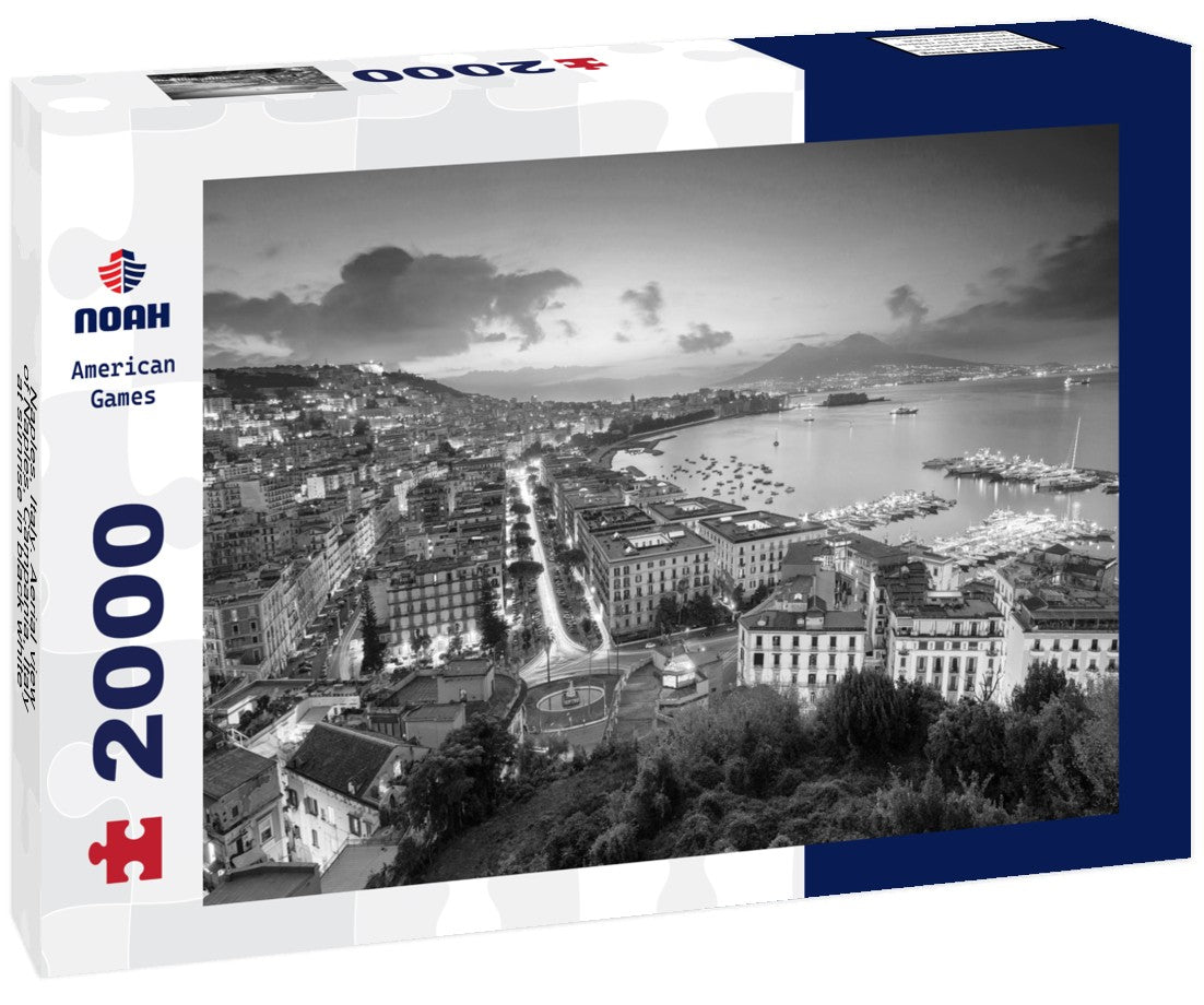 Naples, Italy. Aerial view of Naples, Campania, Italy at sunrise 2000pc PuzzleBlack and White