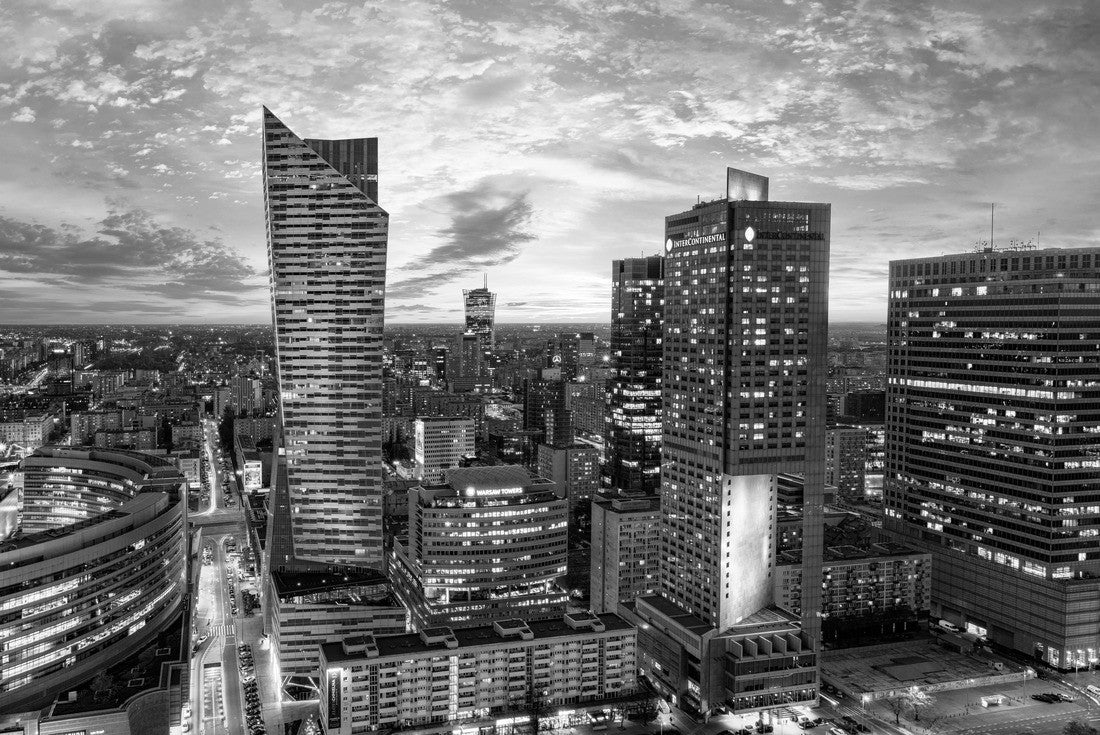 Warsaw city with modern skyscraper at sunset 2000pc PuzzleBlack and White