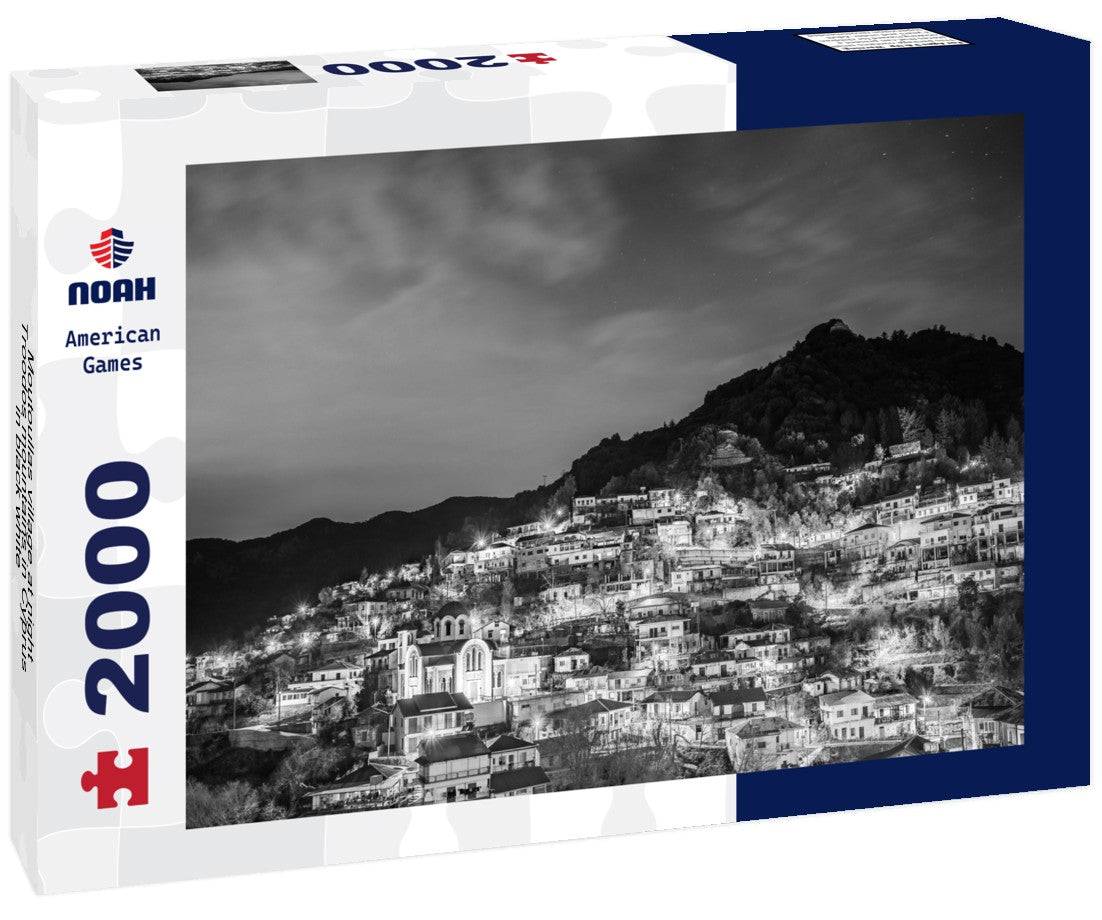 Moutoullas village at night, Troodos mountains in Cyprus 2000pc PuzzleBlack and White
