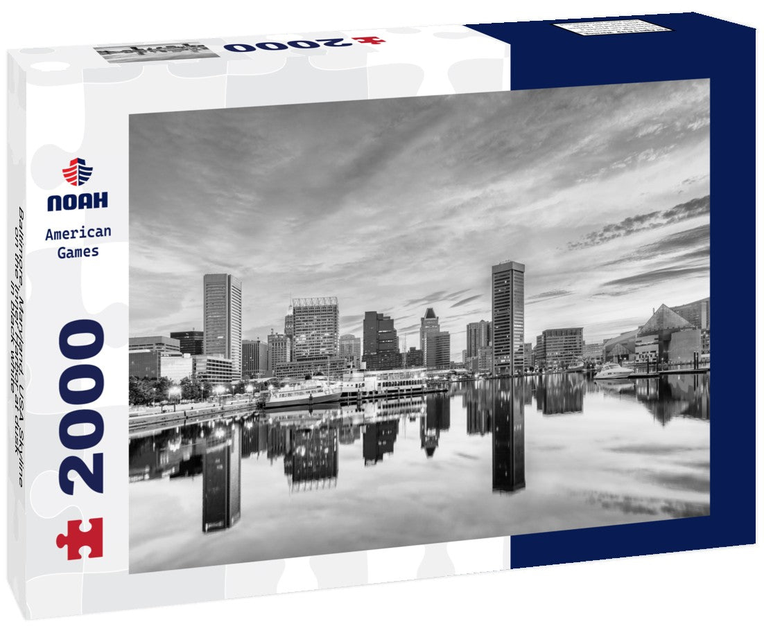 Baltimore, Maryland, USA Skyline on the Inner Harbor at dusk 2000pc PuzzleBlack and White