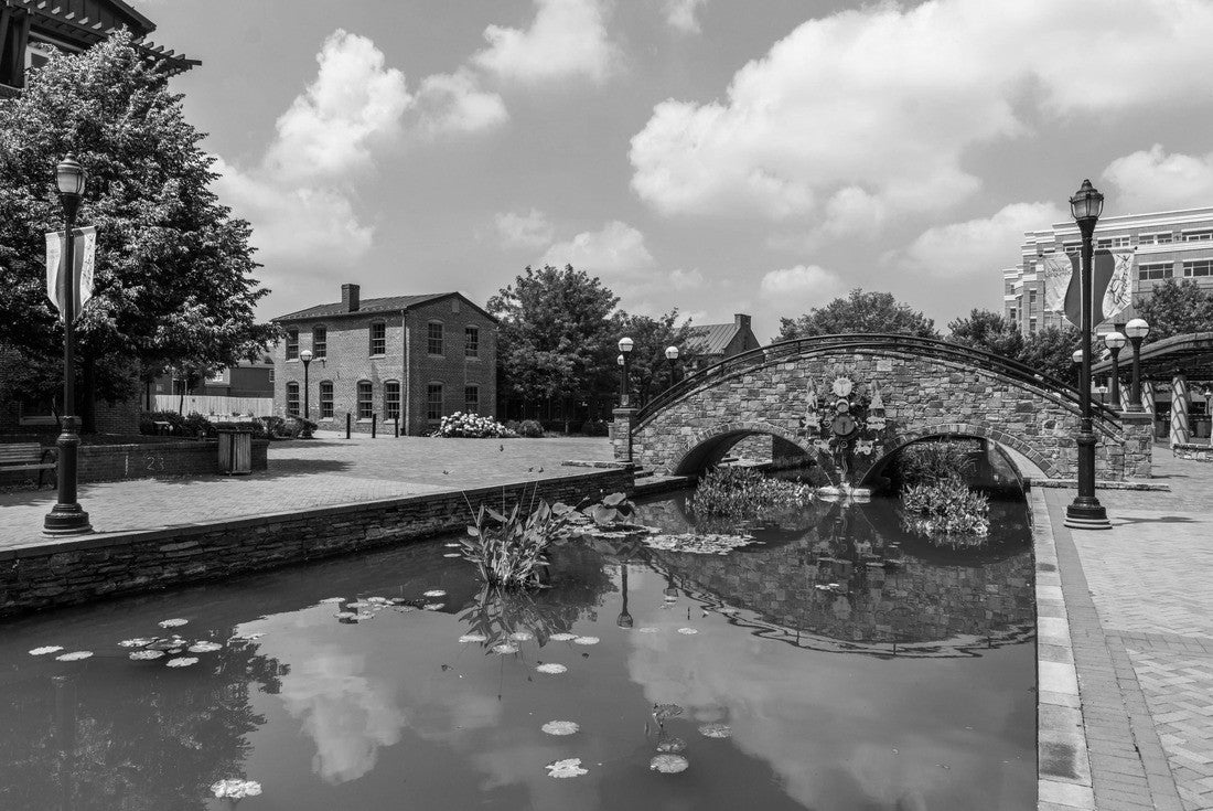 Historic building in the city center Frederick Maryland at the Corroll Creek Promenade 2000pc PuzzleBlack and White