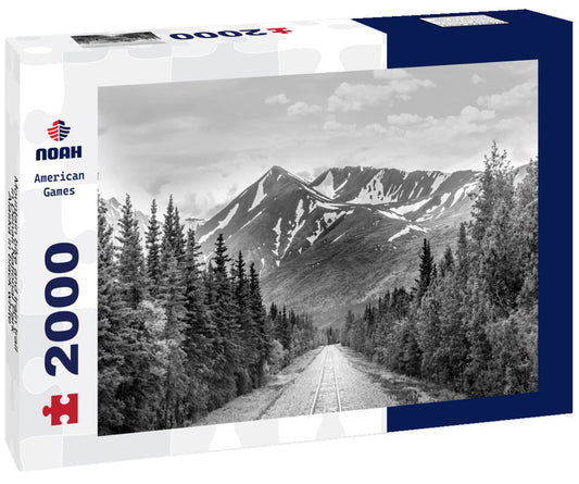 Noah Jigsaw Puzzle Mountain bike and train trail in Denali National Park, Alaska in black white 2000 pieces