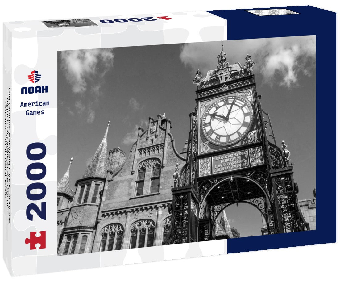 The famous Eastgate Clock, from the historic city walls in the city of Chester, UK 2000pc PuzzleBlack and White