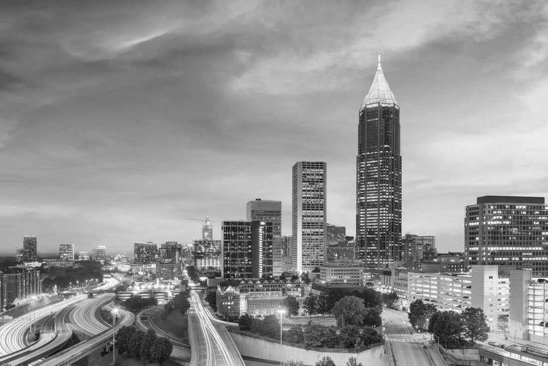 Downtown Atlanta, Georgia, USA and Midtown skyline at dusk 2000pc PuzzleBlack and White