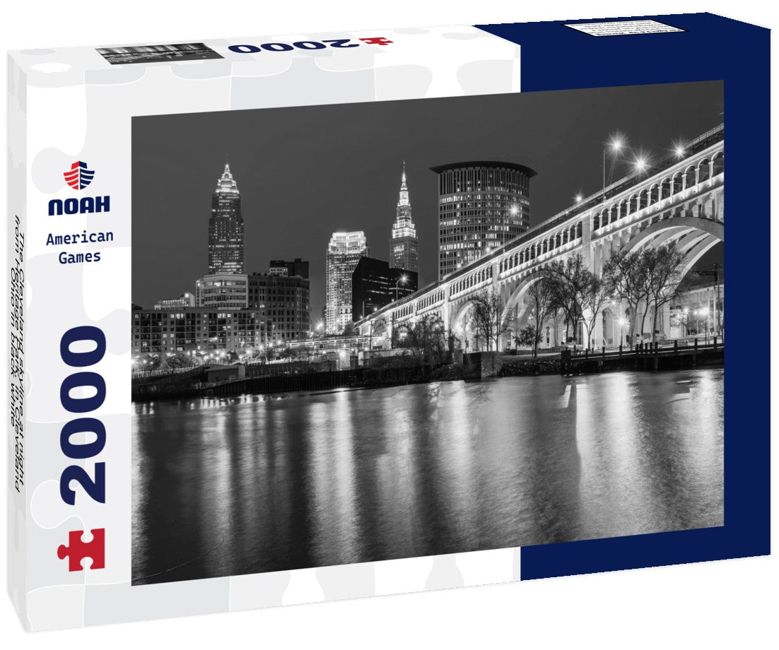 The Cleveland skyline at night, from Heritage Park, in Cleveland, Ohio 2000pc PuzzleBlack and White