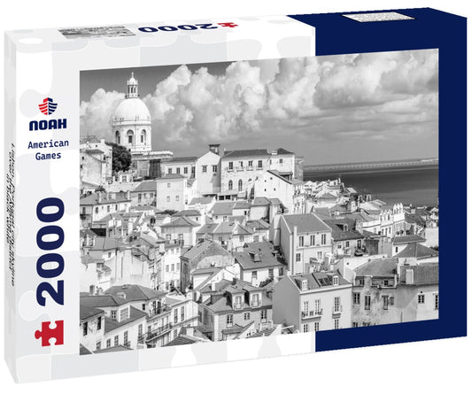 Noah Jigsaw Puzzle Lisbon, Portugal city skyline over the Alfama district in black white 2000 pieces