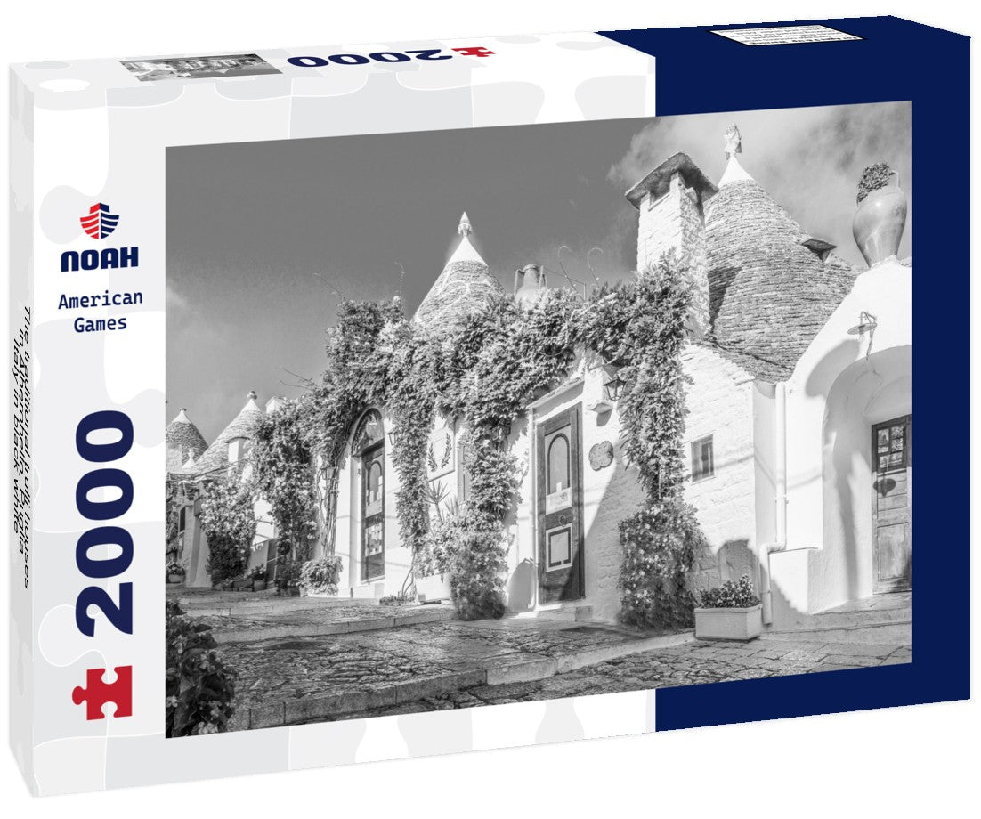 The traditional trulli houses in Alberobello, Puglia, Italy 2000pc PuzzleBlack and White