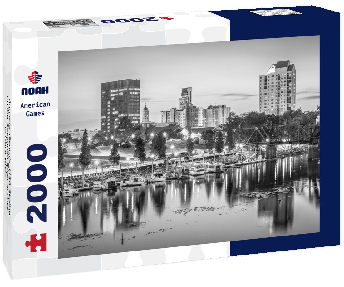 Noah Jigsaw Puzzle Augusta, Georgia, USA Skyline on the Savannah River at dusk in black white 2000 pieces