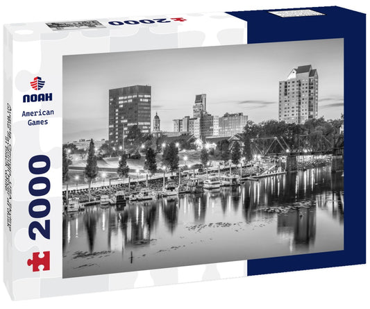 Noah Jigsaw Puzzle Augusta, Georgia, USA Skyline on the Savannah River at dusk in black white 2000 pieces