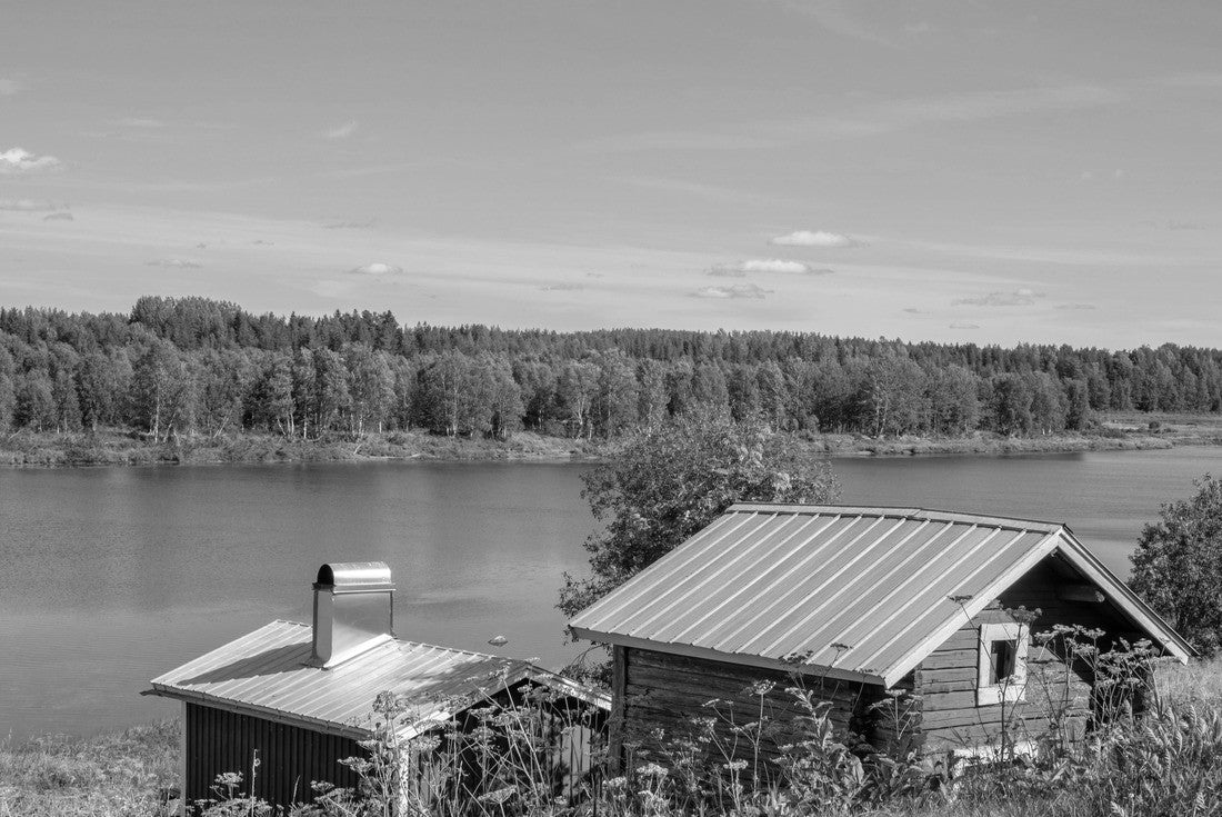 Noah Jigsaw Puzzle View from Pajala in northern Sweden over the Torne River on a sunny summer's day in black white 2000 pieces