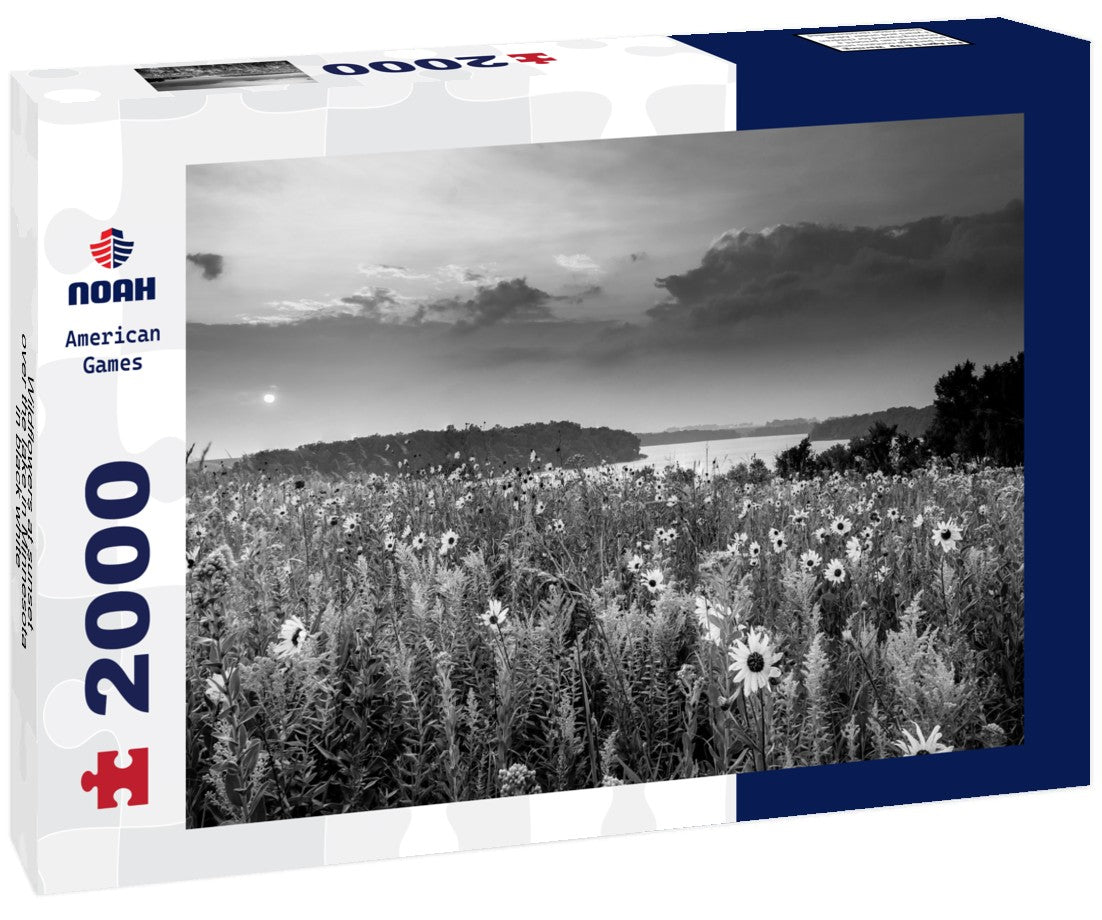 Wildflowers at sunset over the lake in Minnesota 2000pc PuzzleBlack and White