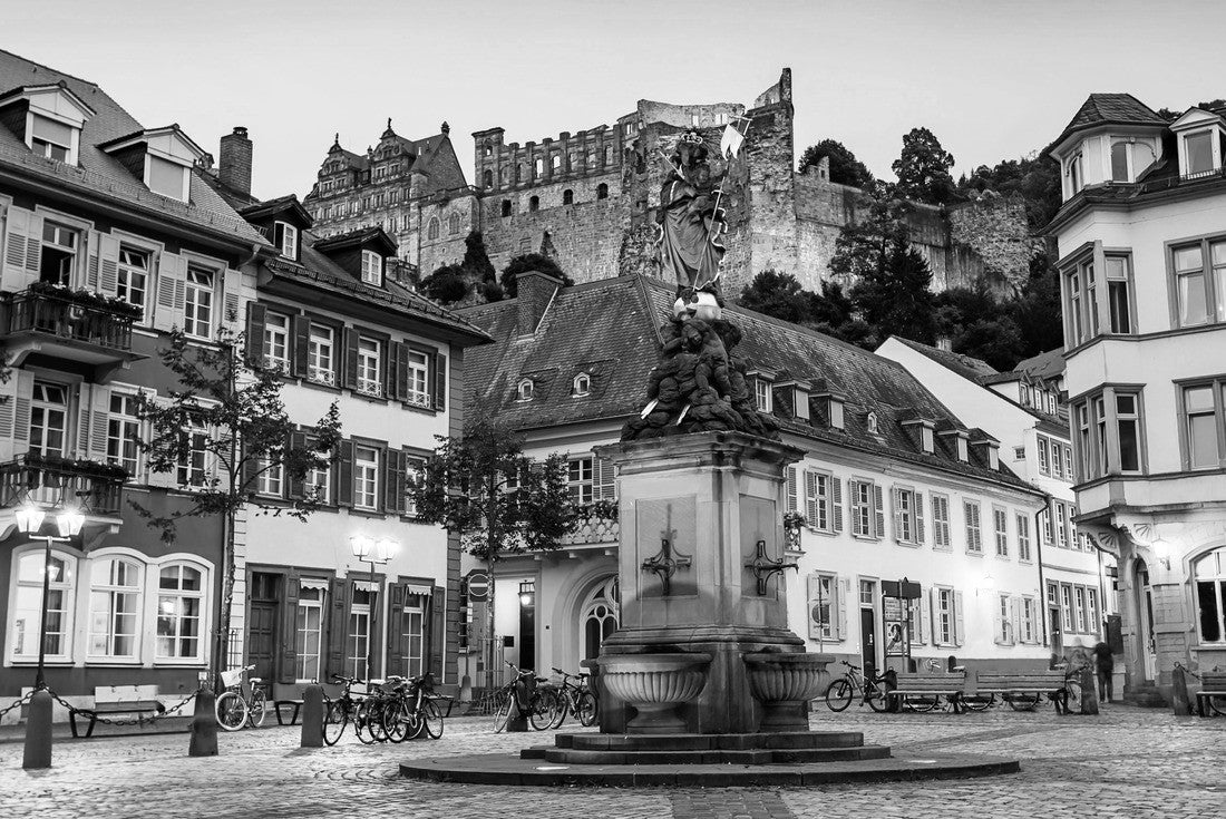 Heidelberg at night, Long exposure of the historic city of Heidelberg, Germany 2000pc PuzzleBlack and White