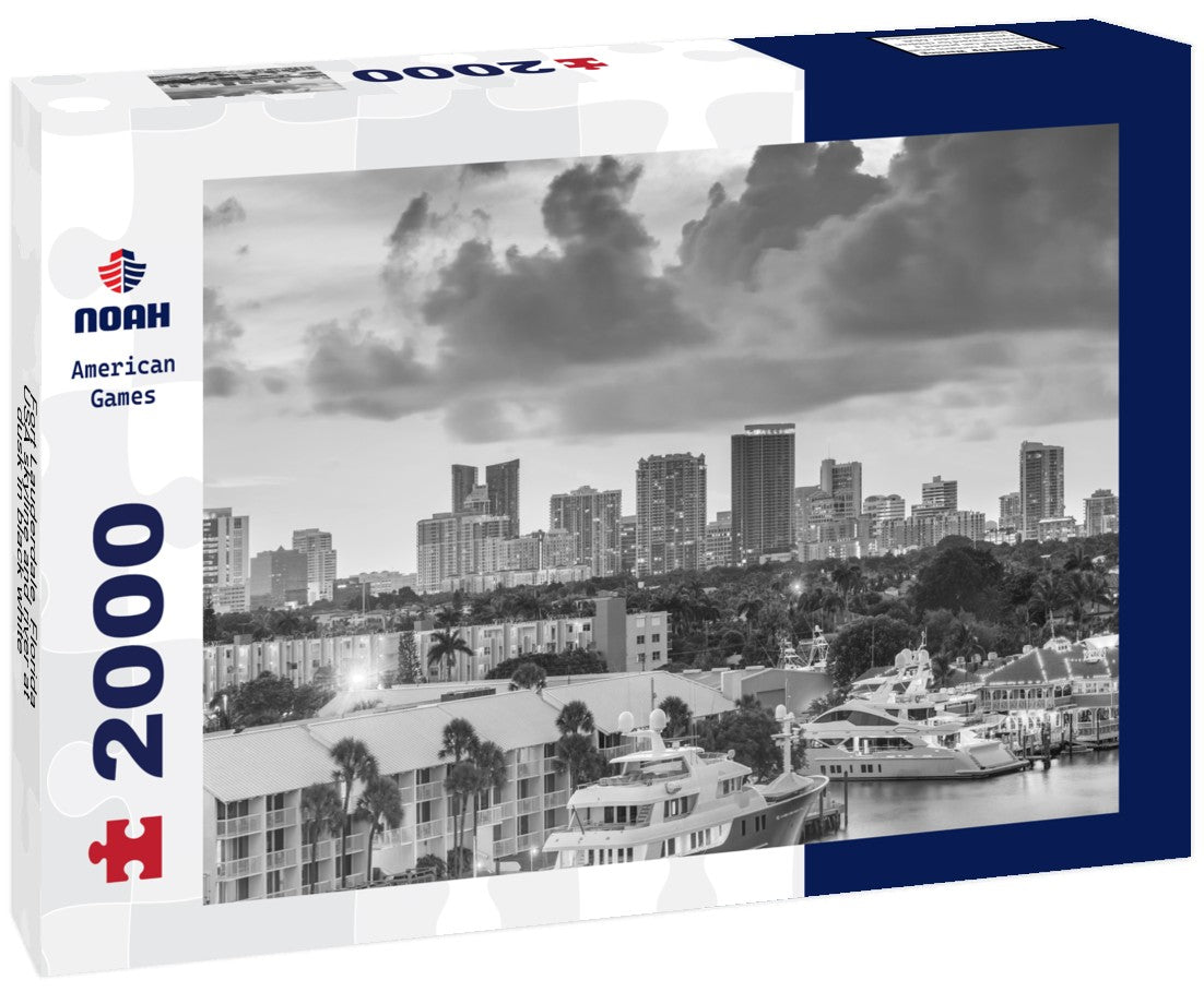 Fort Lauderdale, Florida, USA skyline and river at dusk 2000pc PuzzleBlack and White