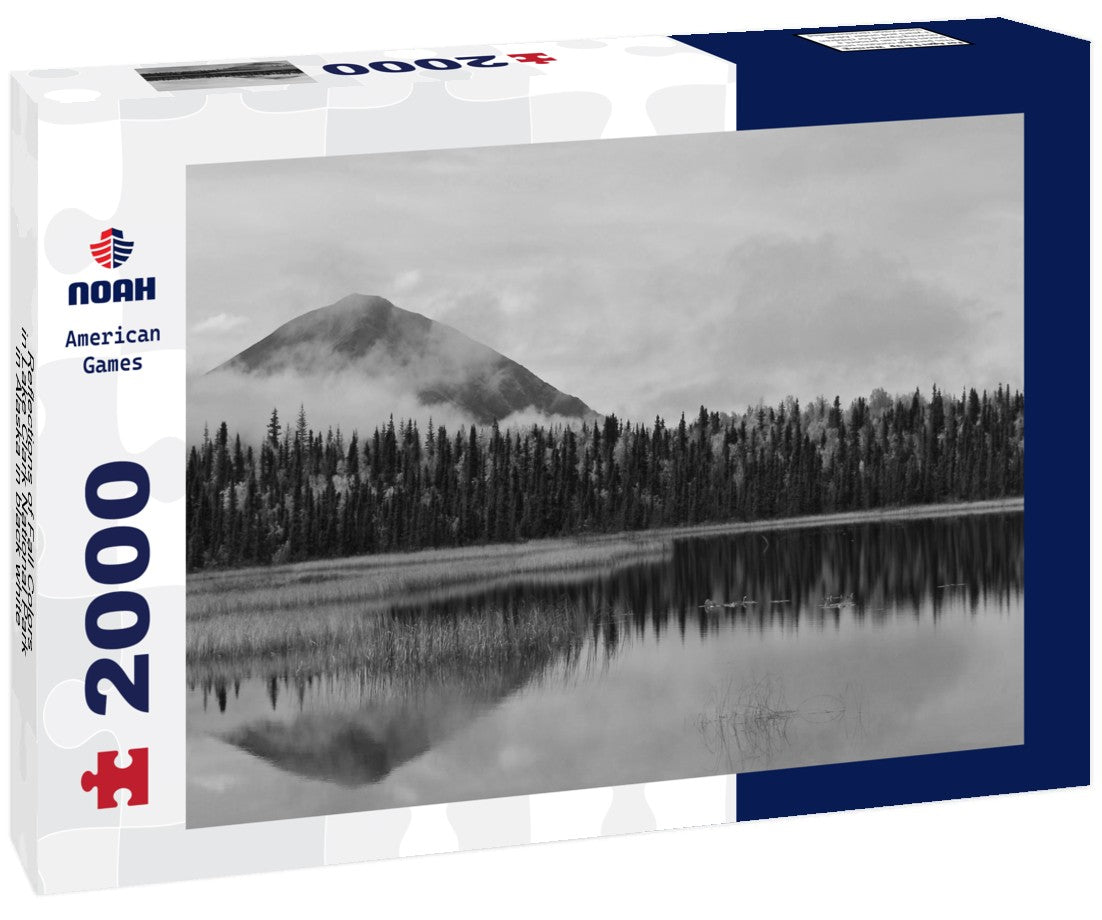 Noah Jigsaw Puzzle Reflections of Fall Colors in Lake Clark National Park in Alaska in black white 2000 pieces