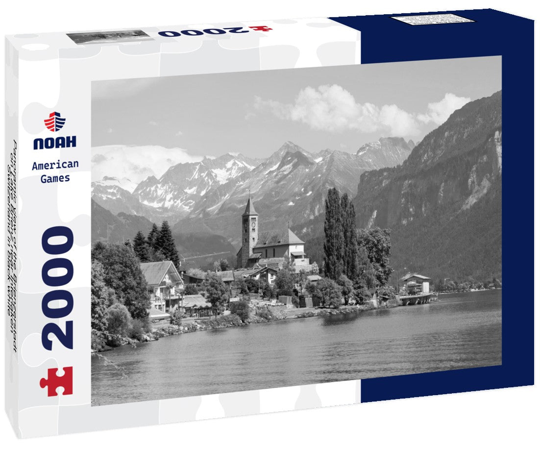 Noah Jigsaw Puzzle Panoramic view of the Brienzerstadt on Lake Brienz near Interlaken, Switzerland in black white 2000 pieces