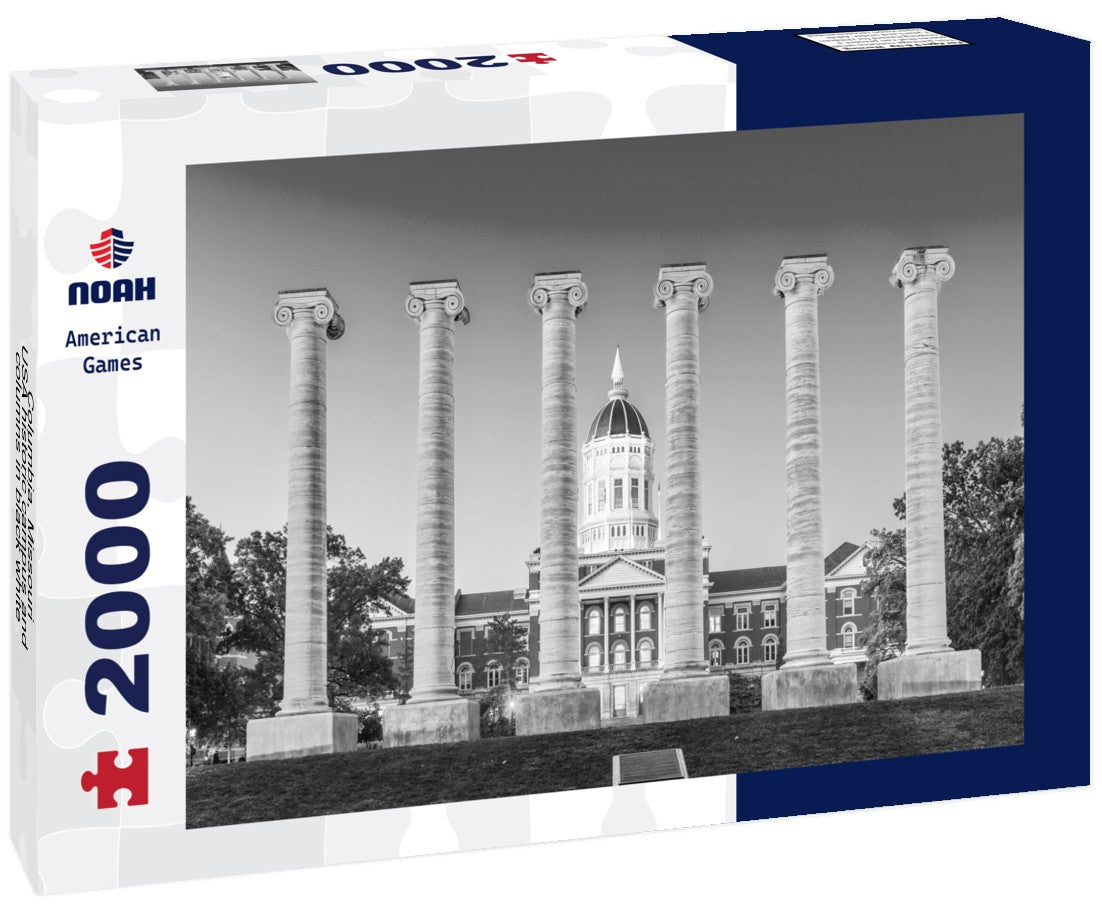 Columbia, Missouri, USA historic campus and columns 2000pc PuzzleBlack and White