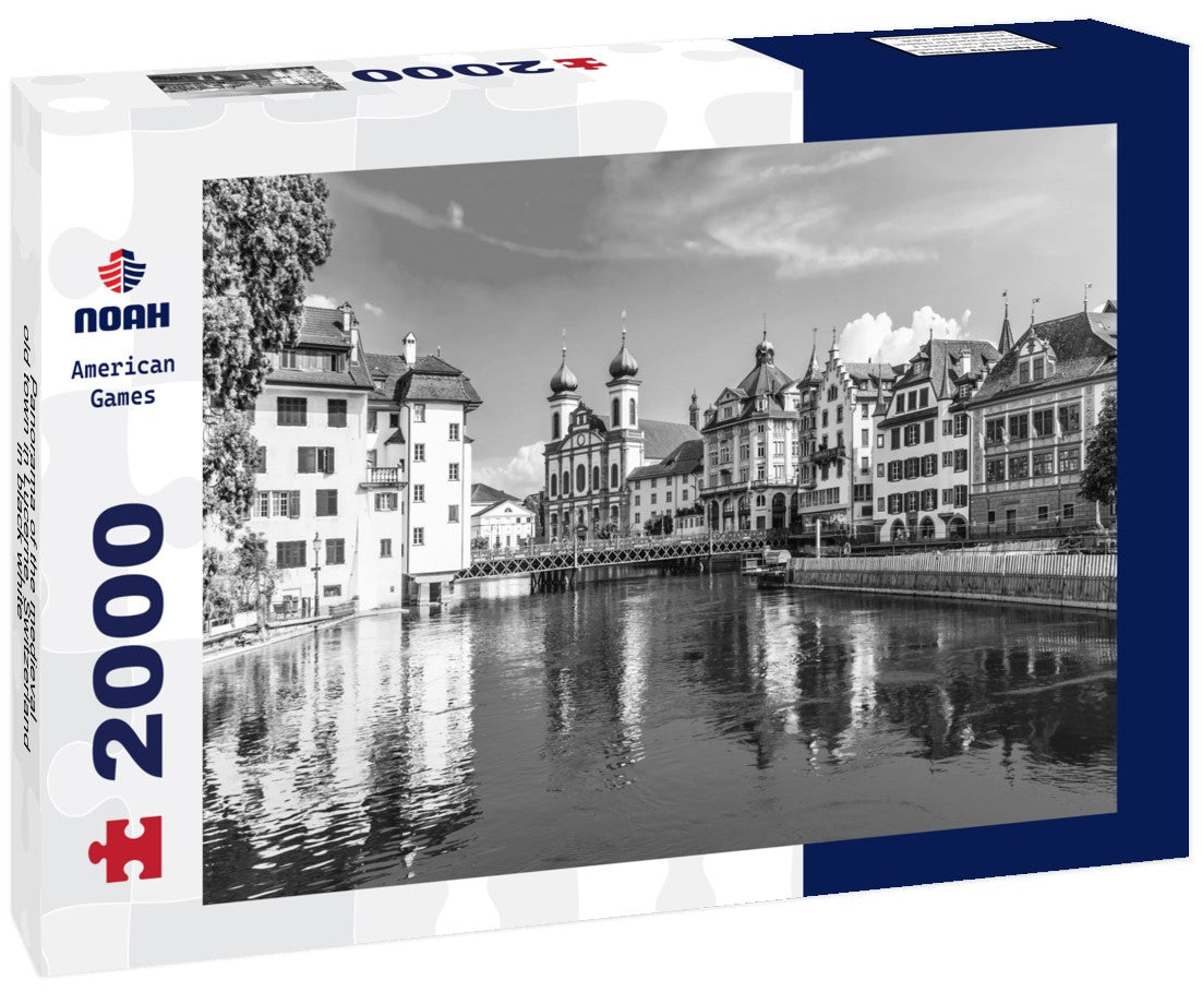 the medieval old town in Lucerne, Switzerland 2000pc PuzzleBlack and White