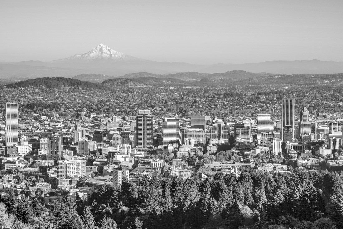 City of Portland Oregon and Mount Hood in Autumn, Oregon-USA 2000pc PuzzleBlack and White