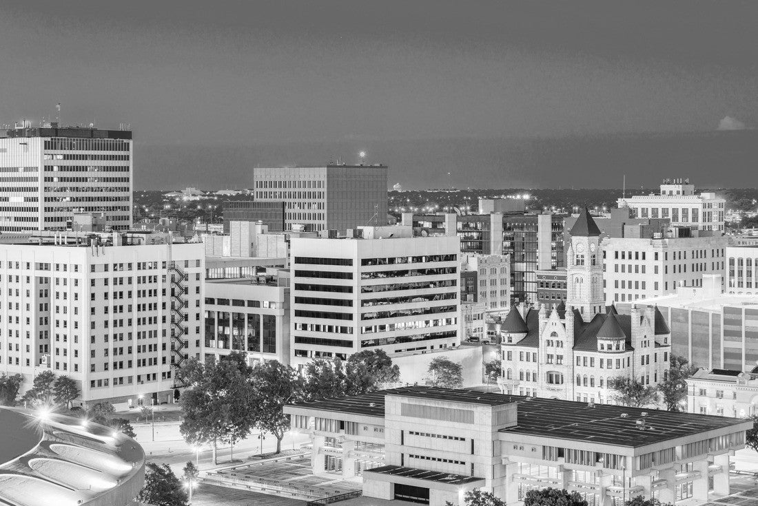 Wichita, Kansas, USA Downtown skyline at sunset 2000pc PuzzleBlack and White
