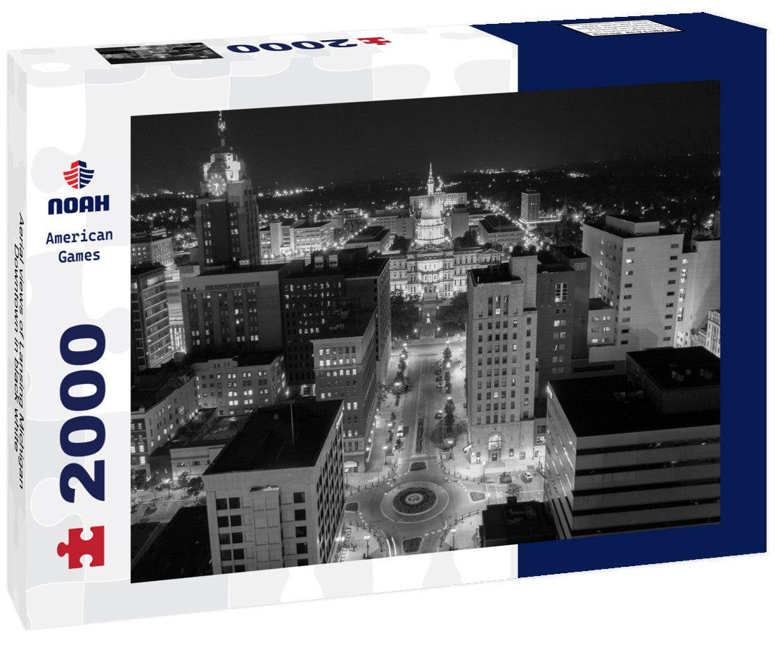 Aerial views of Lansing Michigan Downtown 2000pc PuzzleBlack and White