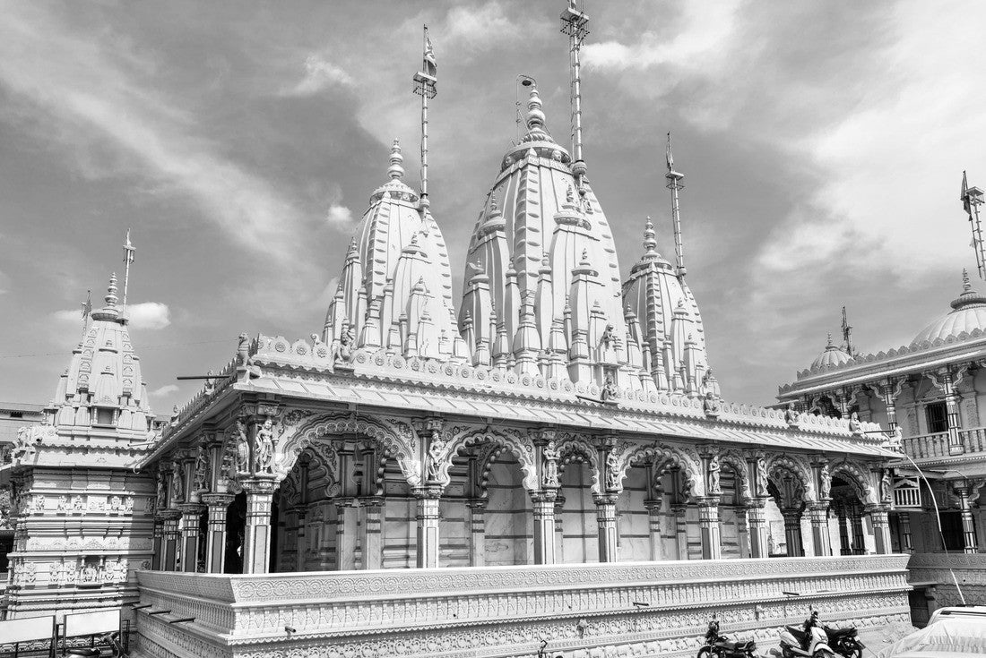 Noah Jigsaw Puzzle Kalupur Swaminarayan Mandir, a Hindu temple in the old city of Ahmedabad - Gujarat State of India in black white 2000 pieces
