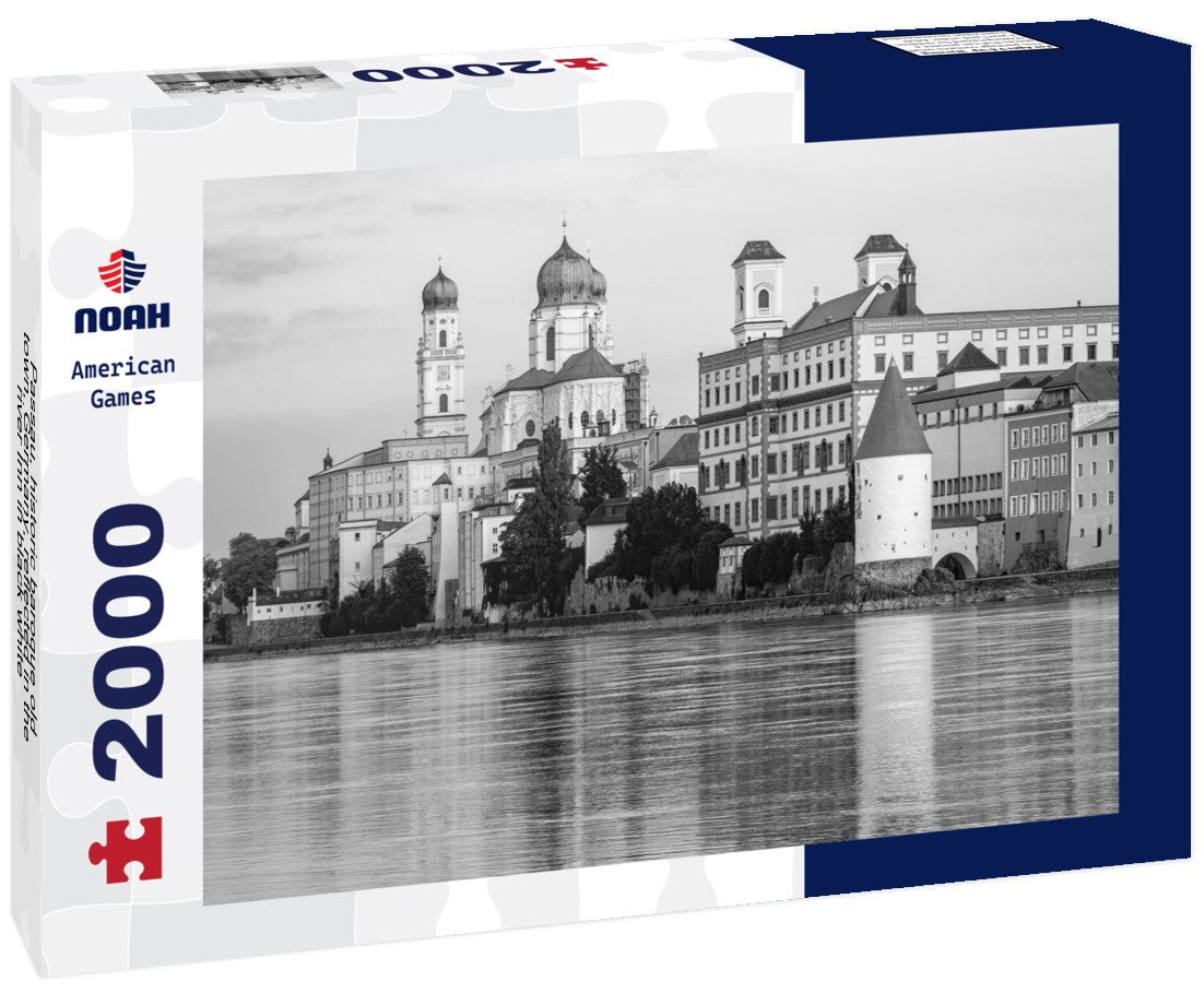Passau, historic baroque old town, Germany, reflected in the river Inn 2000pc PuzzleBlack and White