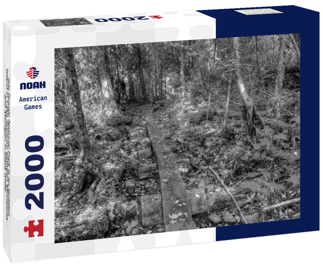 Noah Jigsaw Puzzle Isle Royale National Park is an Isolated Island in Lake Superior between Minnesota and Michigan in black white 2000 pieces