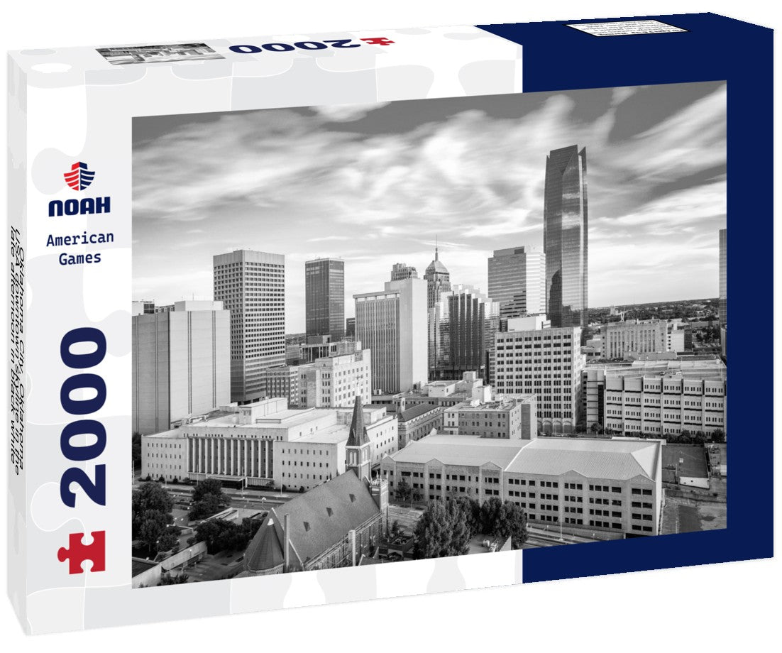 Noah Jigsaw Puzzle Oklahoma City, Oklahoma, USA downtown skyline in the late afternoon in black white 2000 pieces