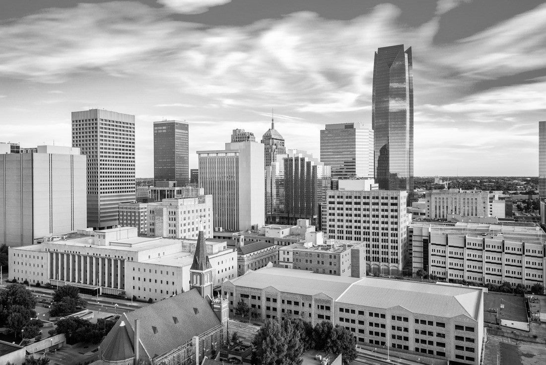 Oklahoma City, Oklahoma, USA downtown skyline in the late afternoon 2000pc PuzzleBlack and White