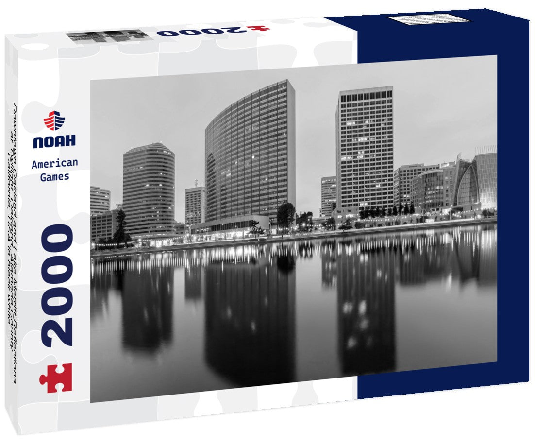 Downtown Oakland and Lake Merritt Reflections at Twilight. Oakland, Alameda County, California, USA 2000pc PuzzleBlack and White