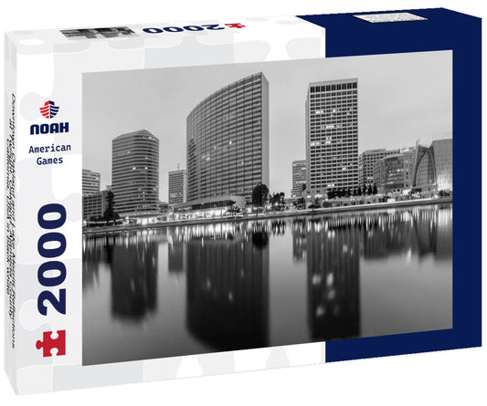Noah Jigsaw Puzzle Downtown Oakland and Lake Merritt Reflections at Twilight. Oakland, Alameda County, California, USA in black white 2000 pieces