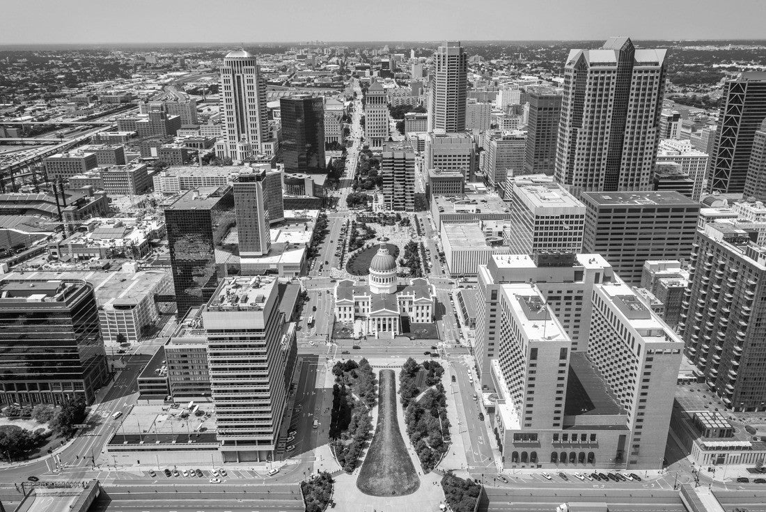 St. Louis, Missouri, USA downtown skyline from above 2000pc PuzzleBlack and White