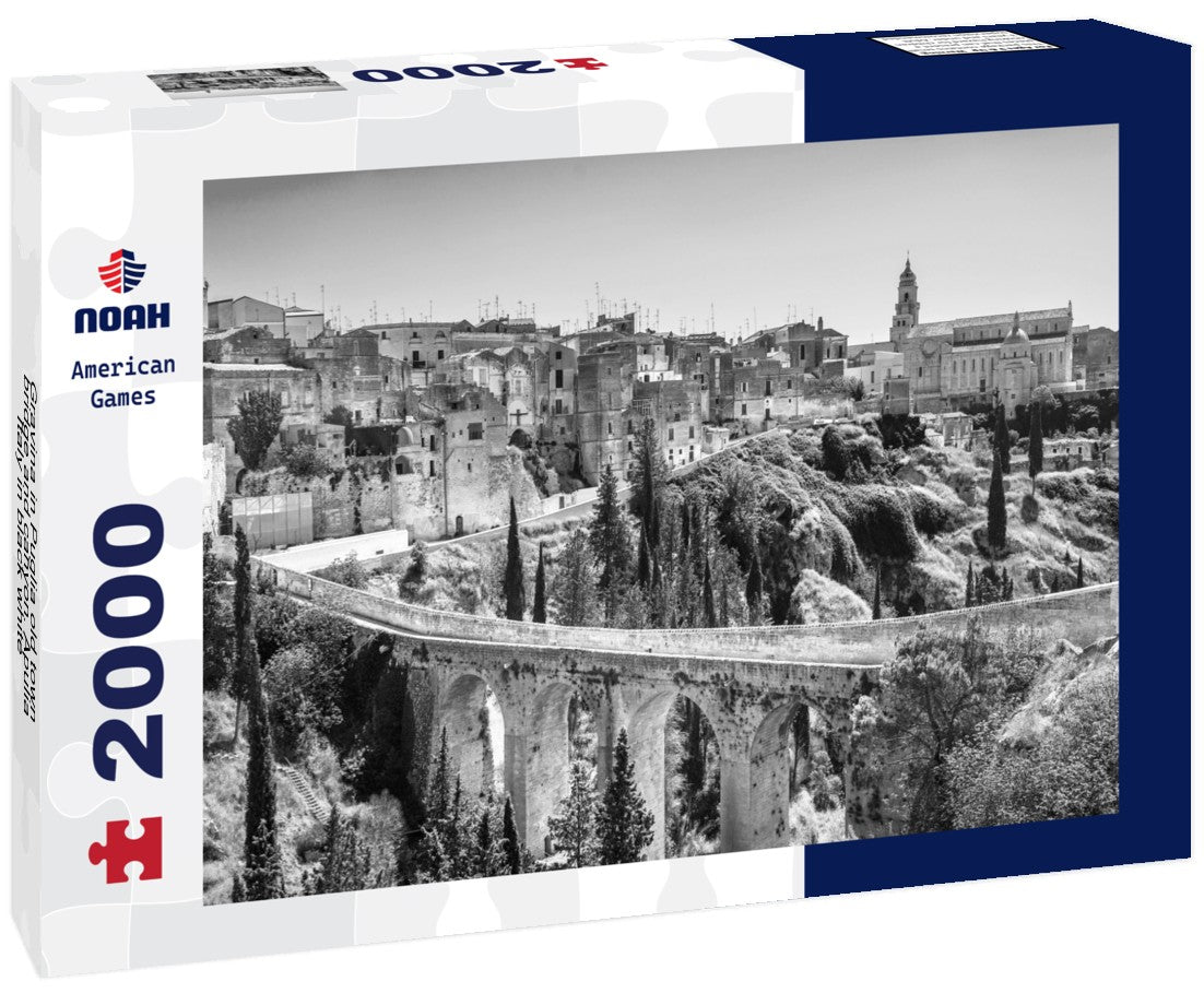 Gravina in Puglia old town, bridge and canyon. Apulia, Italy 2000pc PuzzleBlack and White